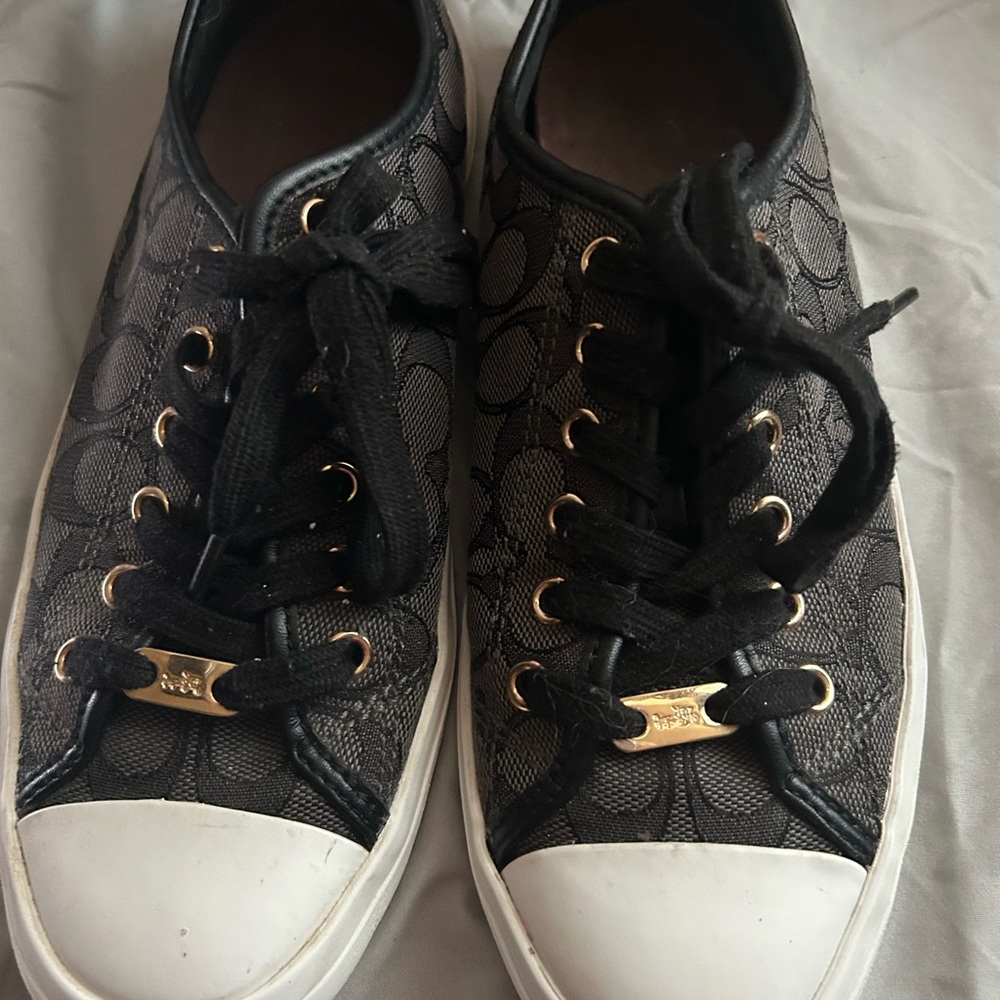 Coach Black Lace Women's Sneakers with White Soles